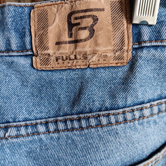 36x30 Vtg Y2K Full Blue Mens Distressed Repaired Vtg Blue Jeans Relaxed Trash - Picture 7 of 10